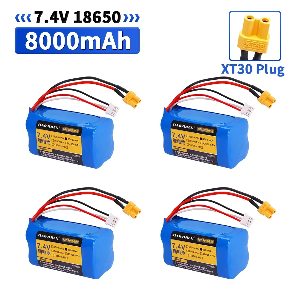 

7,4 В 18650 8000 мАч аккумулятор с разъемом XT30 для HUINA 1580 1583 550 580 582 1/14 аксессуары для радиоуправляемых электрических строительных экскаваторов