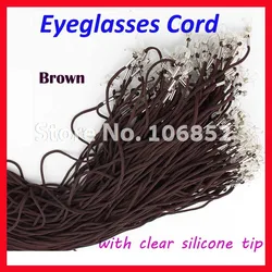 JX001 100pcs BROWN color Nylon eyeglasses cord spectacle sunglasses chain reading glasses Eyewear holder with CLEAR TIP