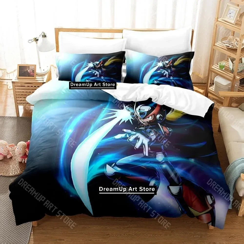 Juego de cama con estampado 3D de Mega Man Zero, juego de cama individual doble, tamaño Queen y King, funda nórdica para dormitorio de niños y adultos, cama de Anime
