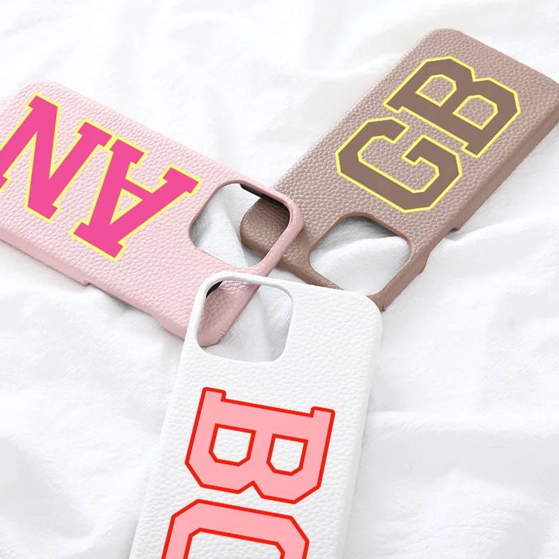 Кожаный чехол для телефона с инициалами и буквами, персонализированный под заказ, для iphone 13 12 11 Pro Max X XS XR 7 8 Plus, роскошный чехол