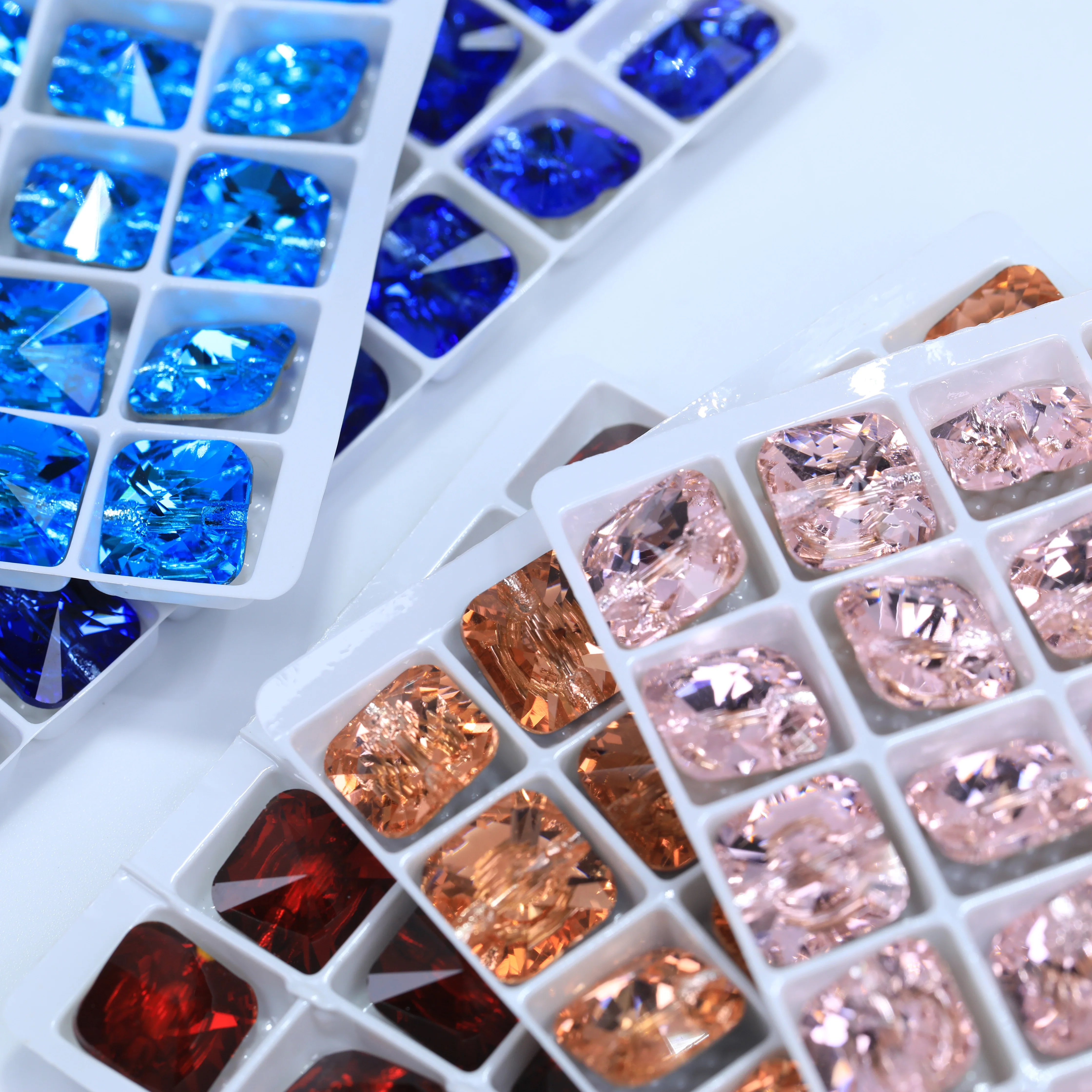 Rivoli Square Cross Hole Buttons High Quality Glass Crystal Buttons for DIY Sewing Wedding Dress Blouse Kids Clothing Bags