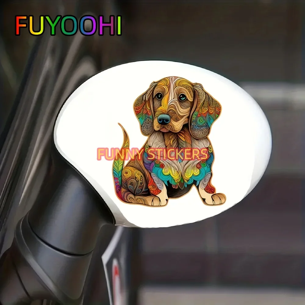 FUYOOHI نمط الكلب، ملصقات السيارات، ملصقات مقاومة للخدش، عالمية لجميع أجسام السيارات، ملصقات الخوذة، ملصقات الكمبيوتر المحمول