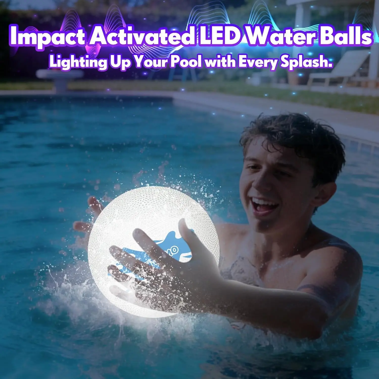 Oversized LED Pool Basketball Hoop Game Set with 3-Way Sprinkler, 14in Light-Up Rim, 2 Glowing Balls, Water-Filled Base & Pump – Illuminated Pool Games for Teens and Adults, Inground Use view 5