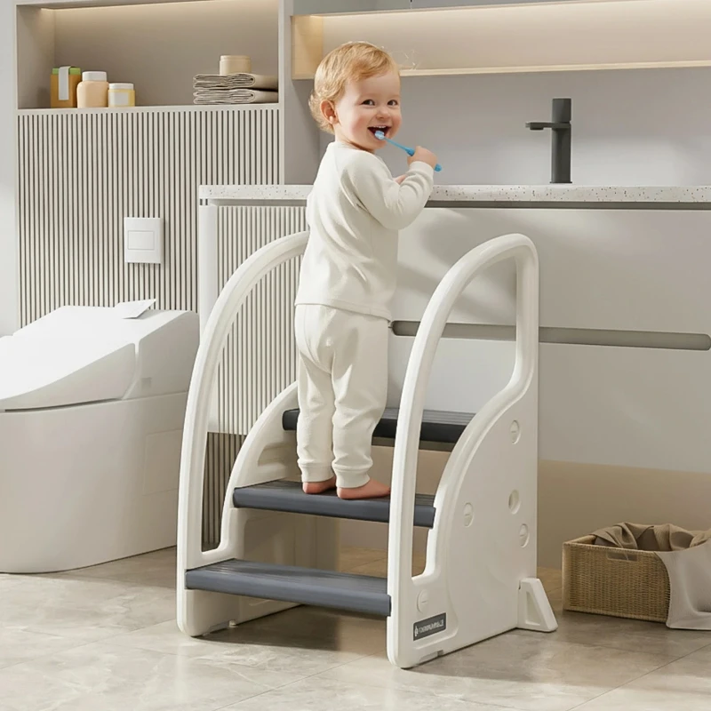 ‌Adjustable Toddler Step Stool - Non-Slip Bathroom Footstool, Toilet Training Step, Wash & Potty Helper, Anti-Slip Base