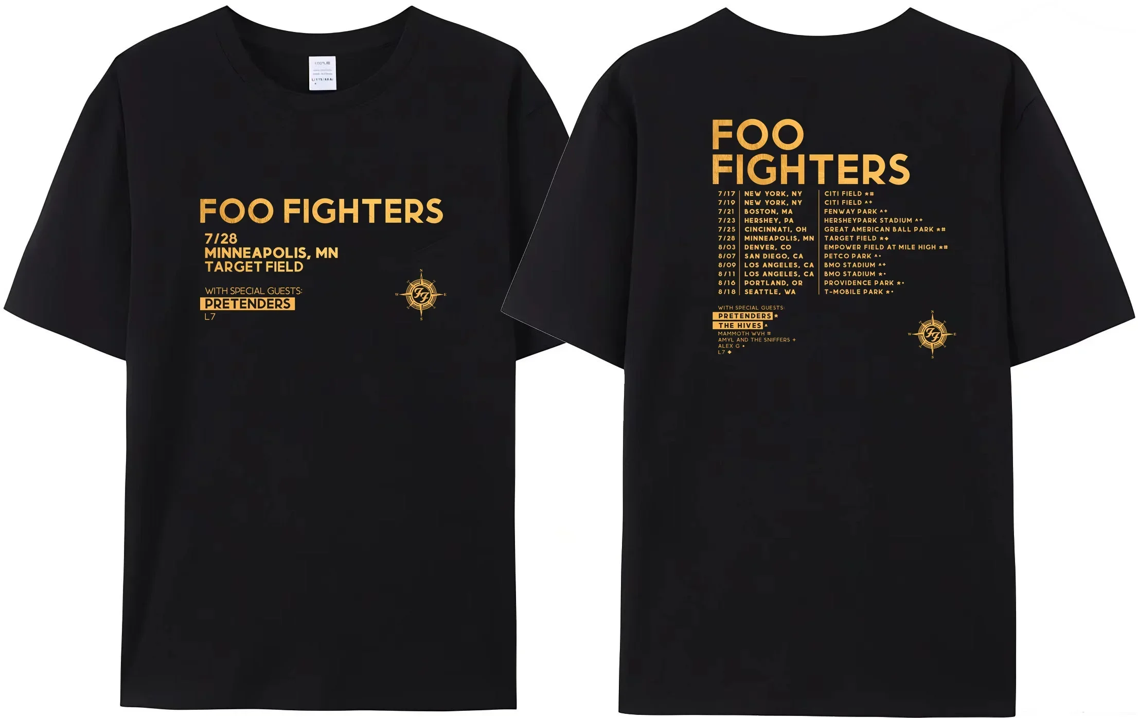 

Fighters band men's T -shirt FOO rock burning Wheels letters skeletal pattern women's casual comfortable cotton T -shirt