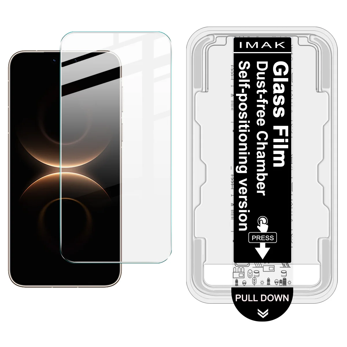 

IMAK Tempered Glass For Huawei Mate80 Pro Max Mate 80 RS Locator Screen Protector Film Support Fingerprint