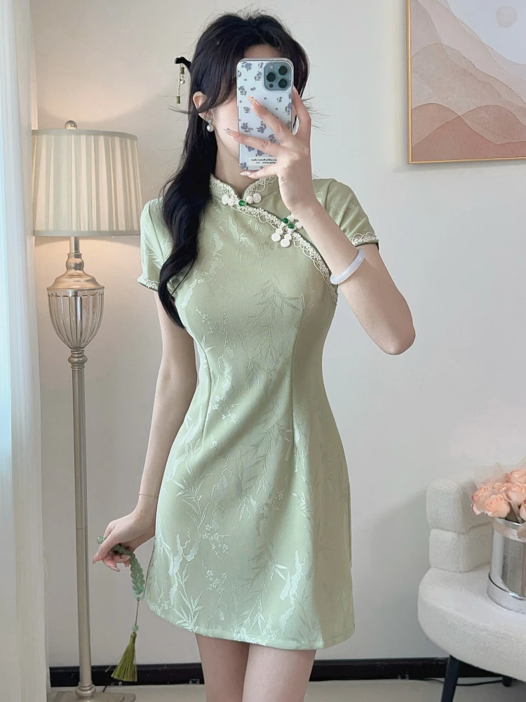 

Новое красивое кружевное ципао для молодых женщин в китайском ретро-стиле, дышащее, летнее, модное, для повседневной носки