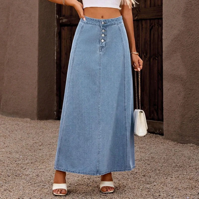 

Midi Skirt Women, Mid-Length, Summer, Spring, Autumn, New Vintage High-Waisted Skirt, Trendy