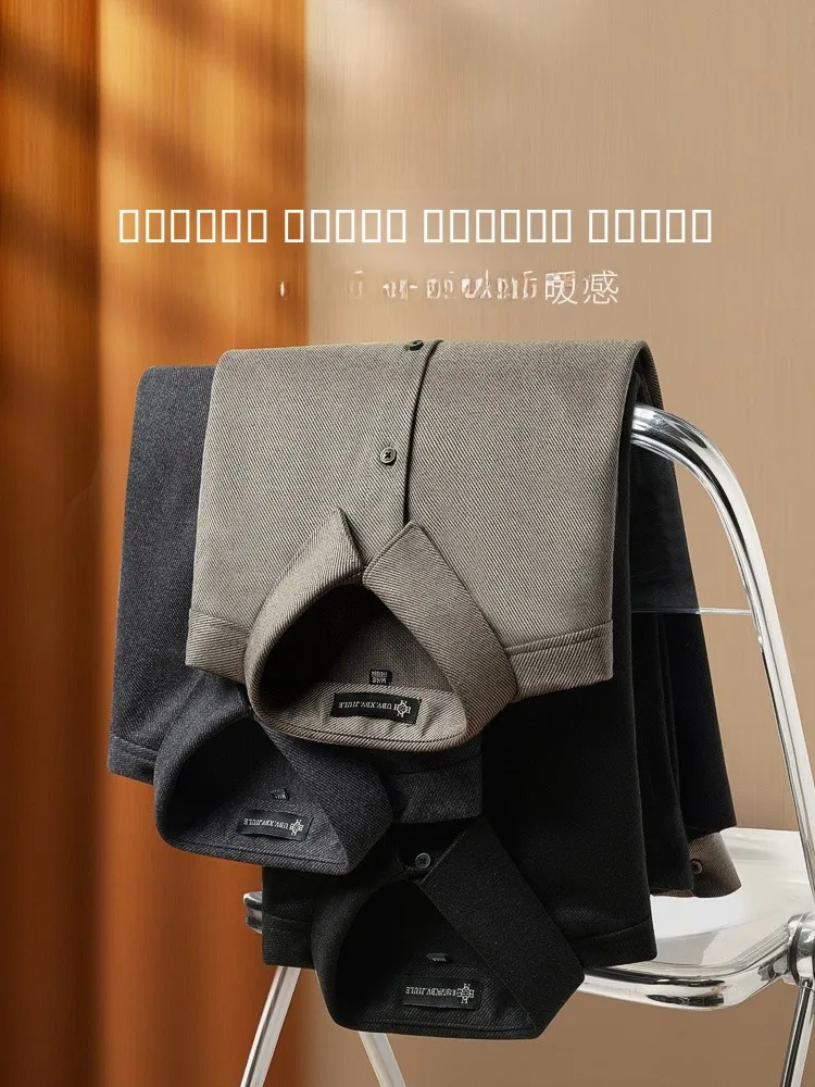 

European Sle Long Sve Woolen irt Men's Slim Fit Warm Busin Casual Autumn New Sle Faionable Ci Wear