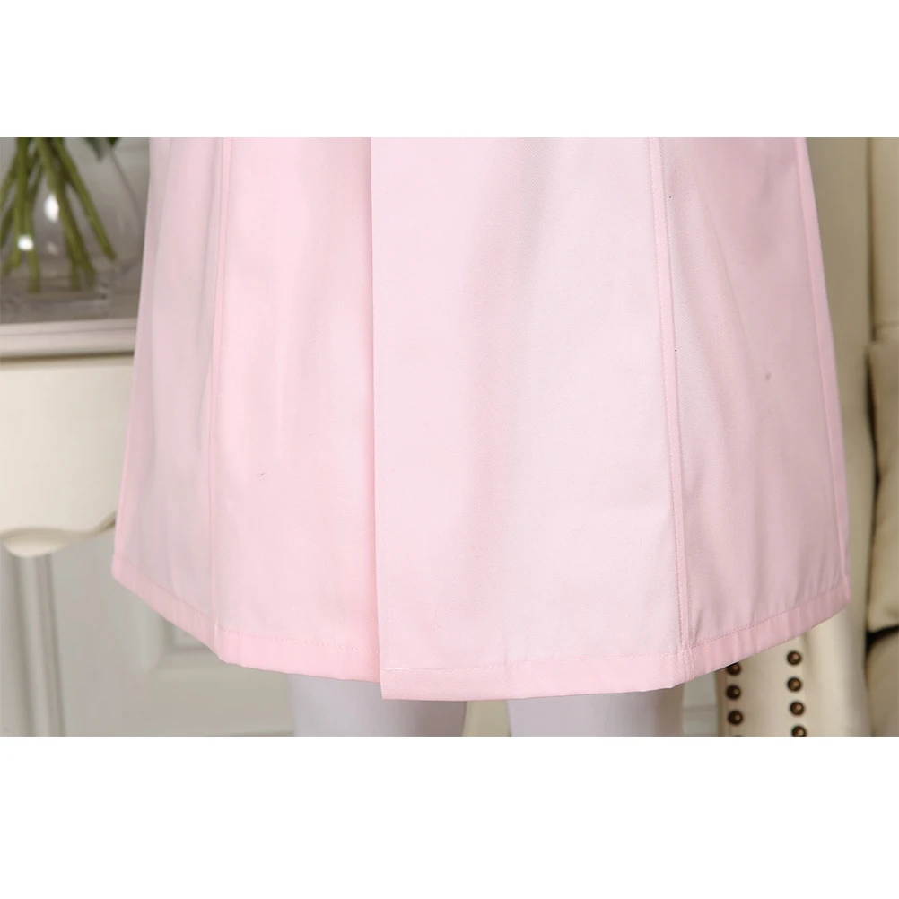 

Pink Short Sleeve Cotton Nursing Uniform V Neck Hospital Apparel White Coat Beautician Lab Suit Labour Fashion Costume For