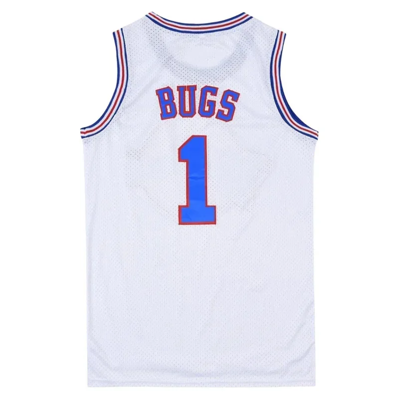 Confiture spatiale Anime #   1 BUGS lapins Cosplay film Tune Squad lapin maillot de basket-ball Costumes de fête d'halloween cinq ensembles blanc