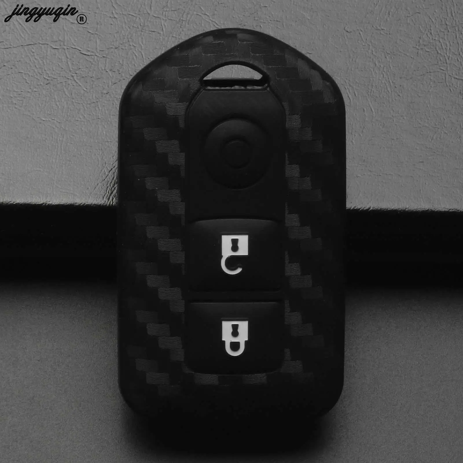 jingyuqin Carbon Fiber Silicone Car Key Case Fob Cover For Nissan Qashqai Micra Juke X-Trail Navara Note Tiida Pathfinder