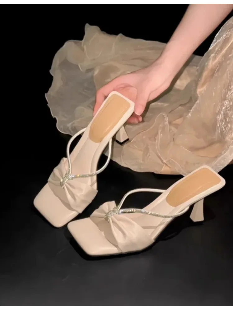 Women's White Height-increasing Outer Wear Cool Slippers 2025 Summer New Comfortable Sweet Sister High Heels
