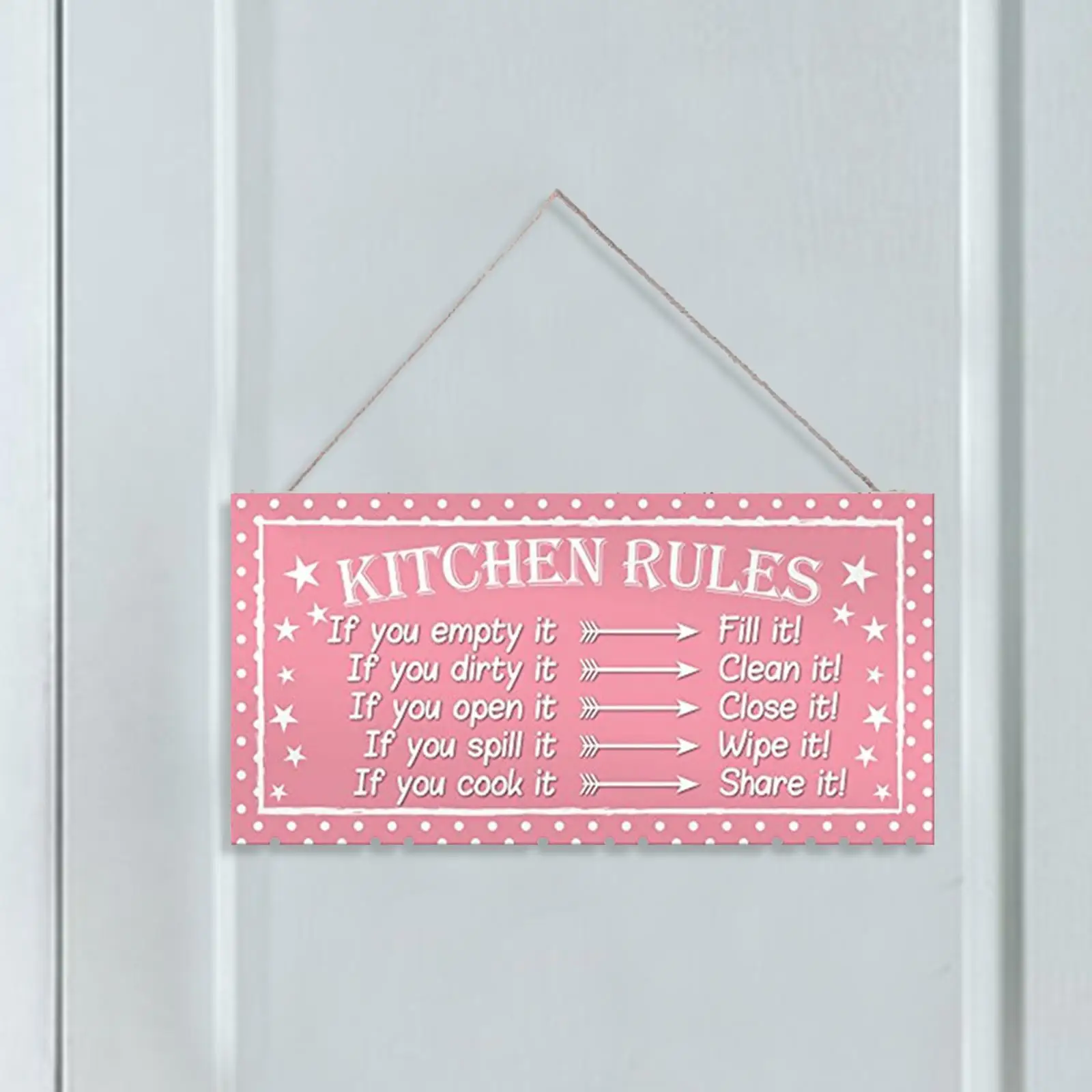 2-4pack Kitchen Rules Hanging Wood Sign Funny Wall Art Decor Sign for Farmhouse