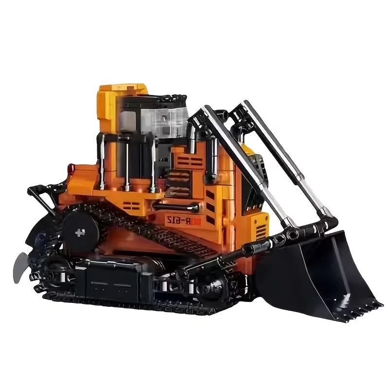 Large Tracked Heavy-Duty Bulldozer Construction Set, Large Agricultural Vehicle Building Blocks/Comes with Movable Tracks, Steering Wheel, and Bucket Loader – Heavy-Duty Vehicles and Model Kits, Suitable for Display, Birthday/Christmas Gifts