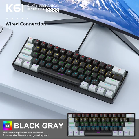 APAYADO K61 60% Mini Wired Gaming Mechanical Keyboard Phantom RGB, 61…