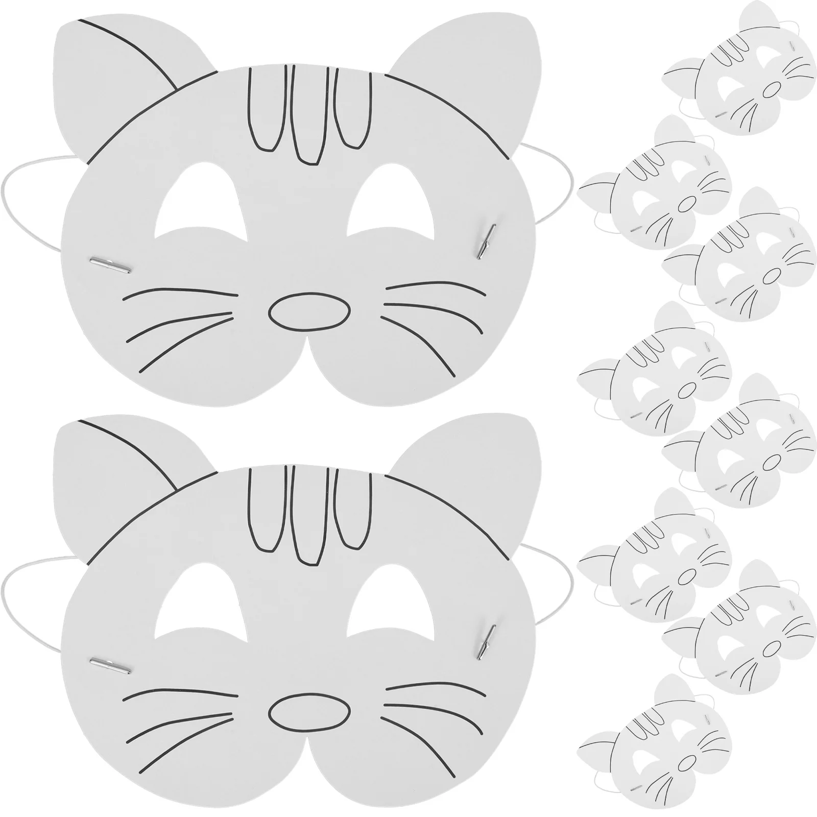 

10pcs Diy Coloring Mask Cat Animal Paintable Masks For Kids Craft Party Favors Masquerade Halloween Wedding Decor Paper Art Kit