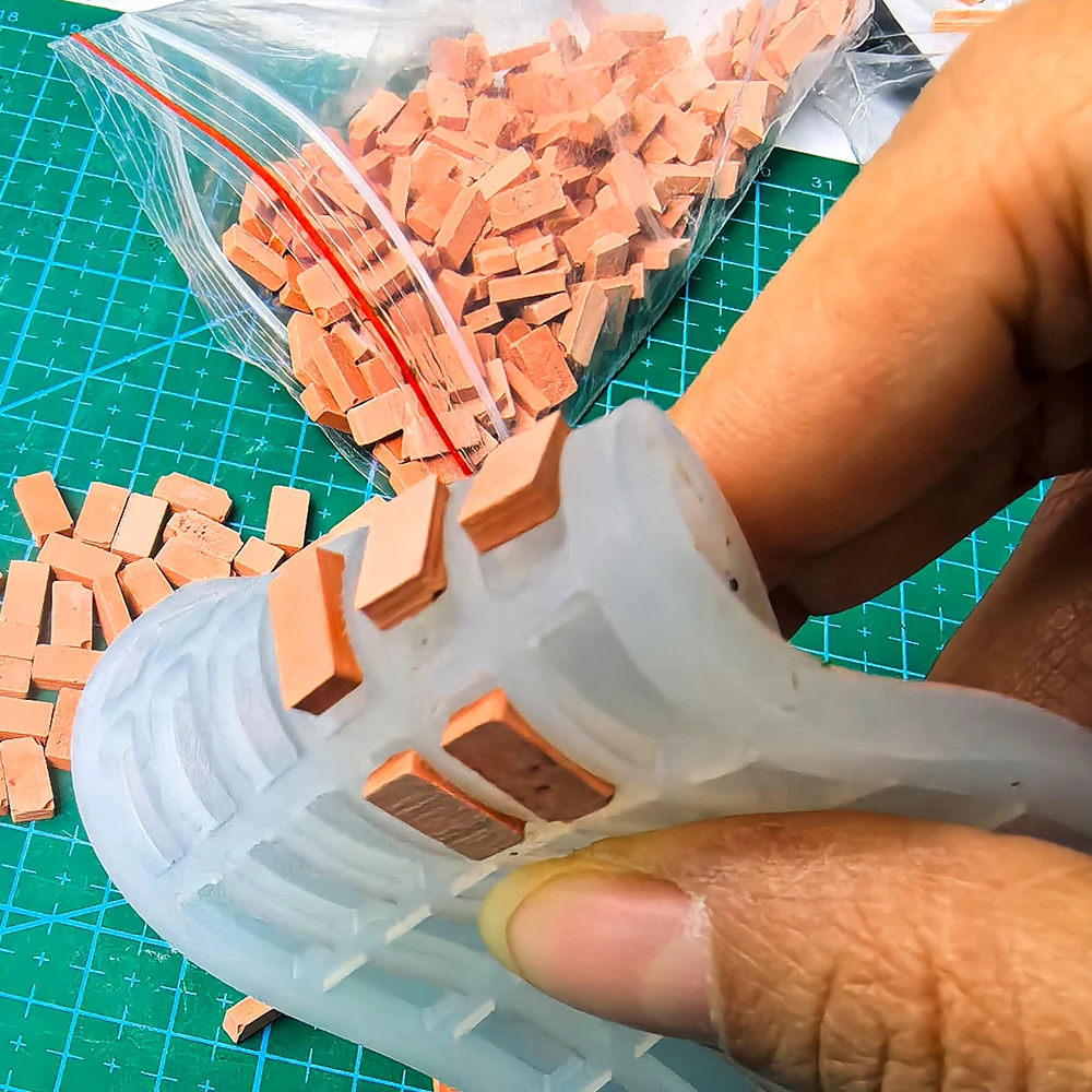 1Set Miniature Brick Tile Silicone Mold DIY Model Making Architecture Material Handmade House/Garden/Railway Scene Diorama Tools