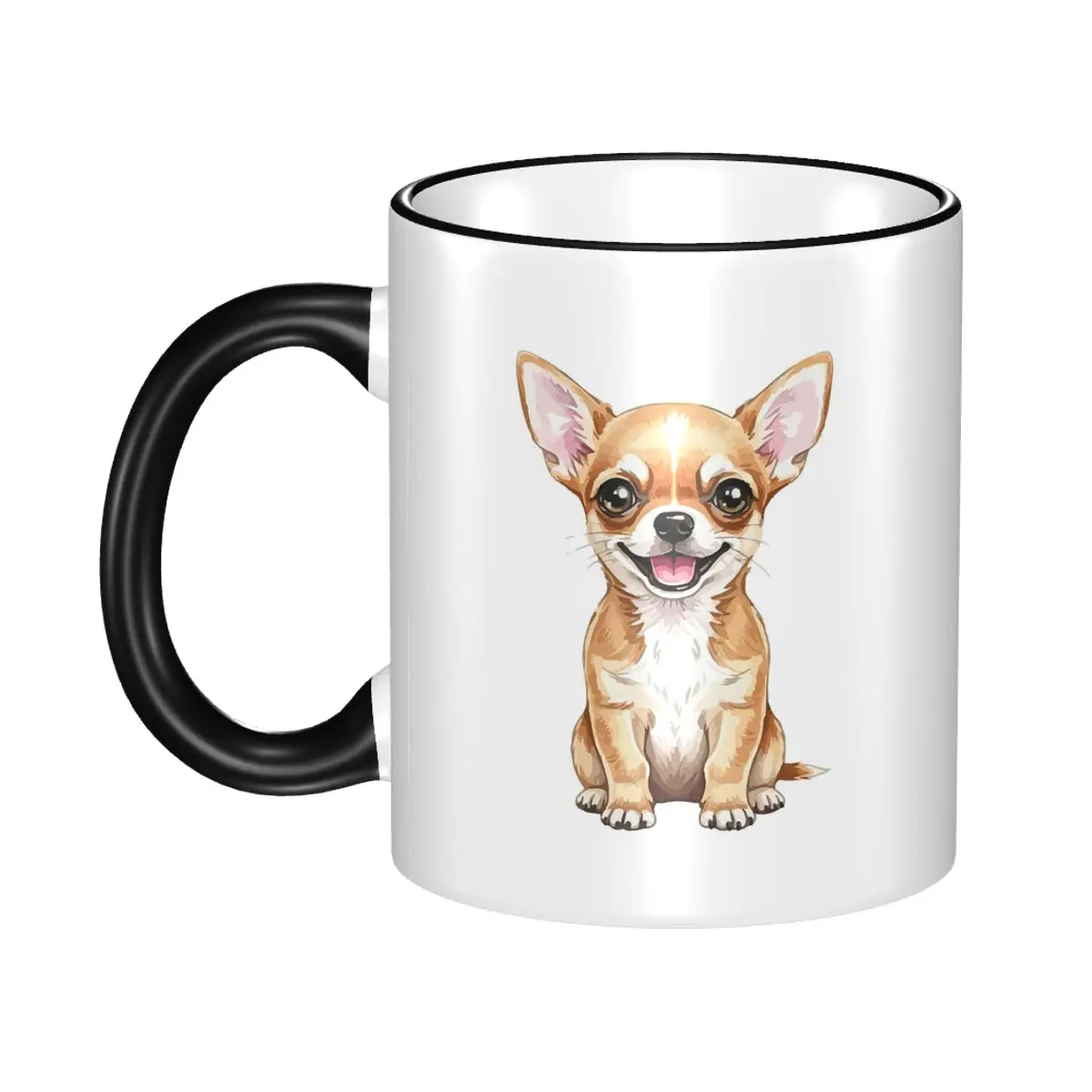 Cute Cartoon Smiling Chihuahua Puppy Mug Funny Ceramic Coffee Cups Tea Mugs Milk Cup Drinkware Gift for Friends