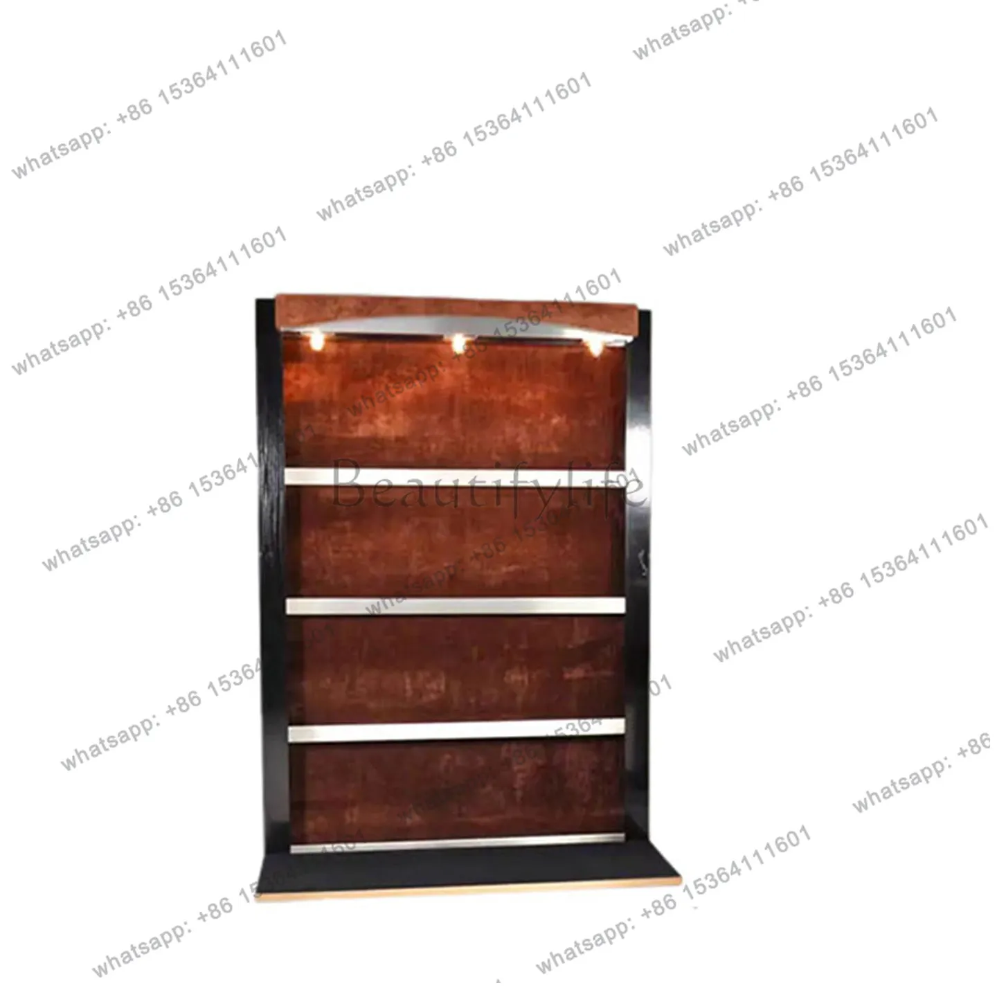 Italian solid wood bar counter wine cabinet combination luxury high-end household stainless steel display cabinet