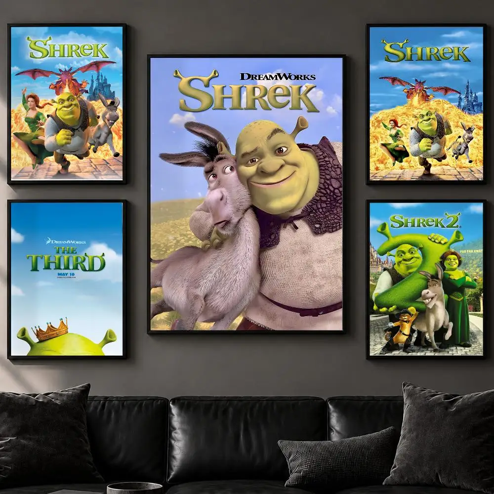 Movie S-ShrekS Poster Art  Self-Adhesive No Glue Residue Wall Decor for Bedroom Living Room
