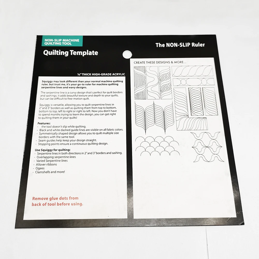 3mm Machine Quilting Tools Quilting Ruler- Squiggy #CGRQTA4