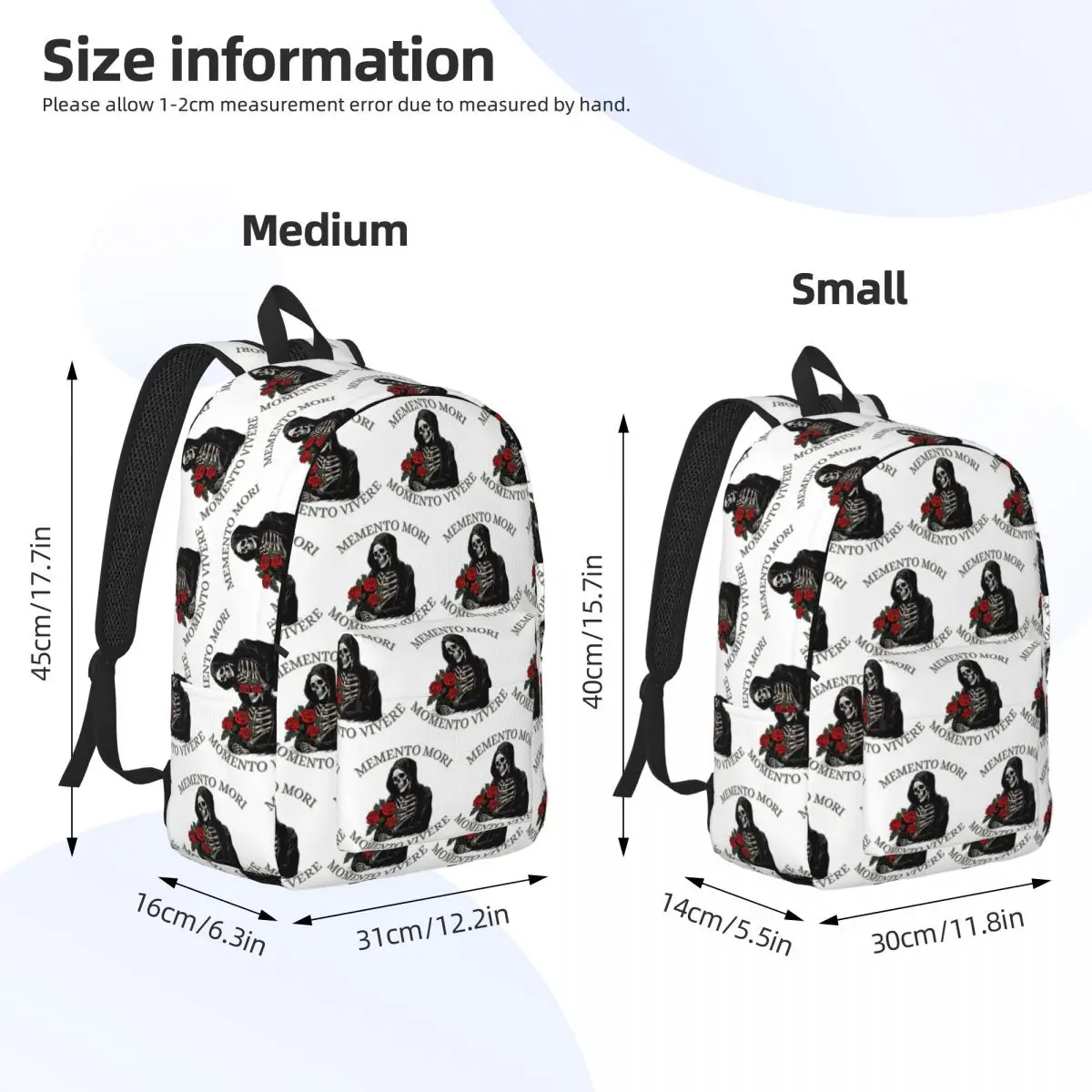 Memento Mori Vivere Grim Reaper Backpack Daypack Large Capacity Children BookBag School Bag Shoulder Bags for Men Women
