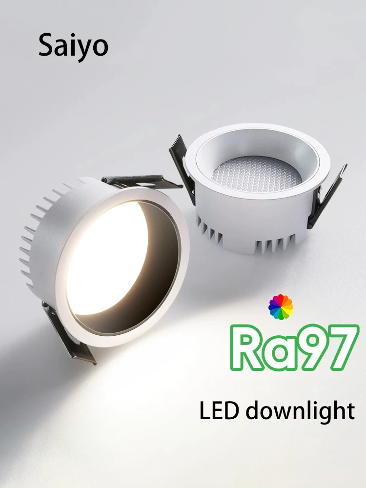 Led Downlight Recessed Round Ceiling Light Ultra Thin Lamp Aluminum Full Spectrum Anti Glare Lighting Fixture For Home Room