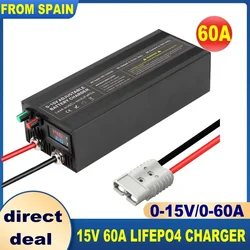 100A 60a 85A 12v Smart Battery Charger 30A 20A Fast Charger with Adjustable Current 100V-240V for Lifepo4 Lithium Battery