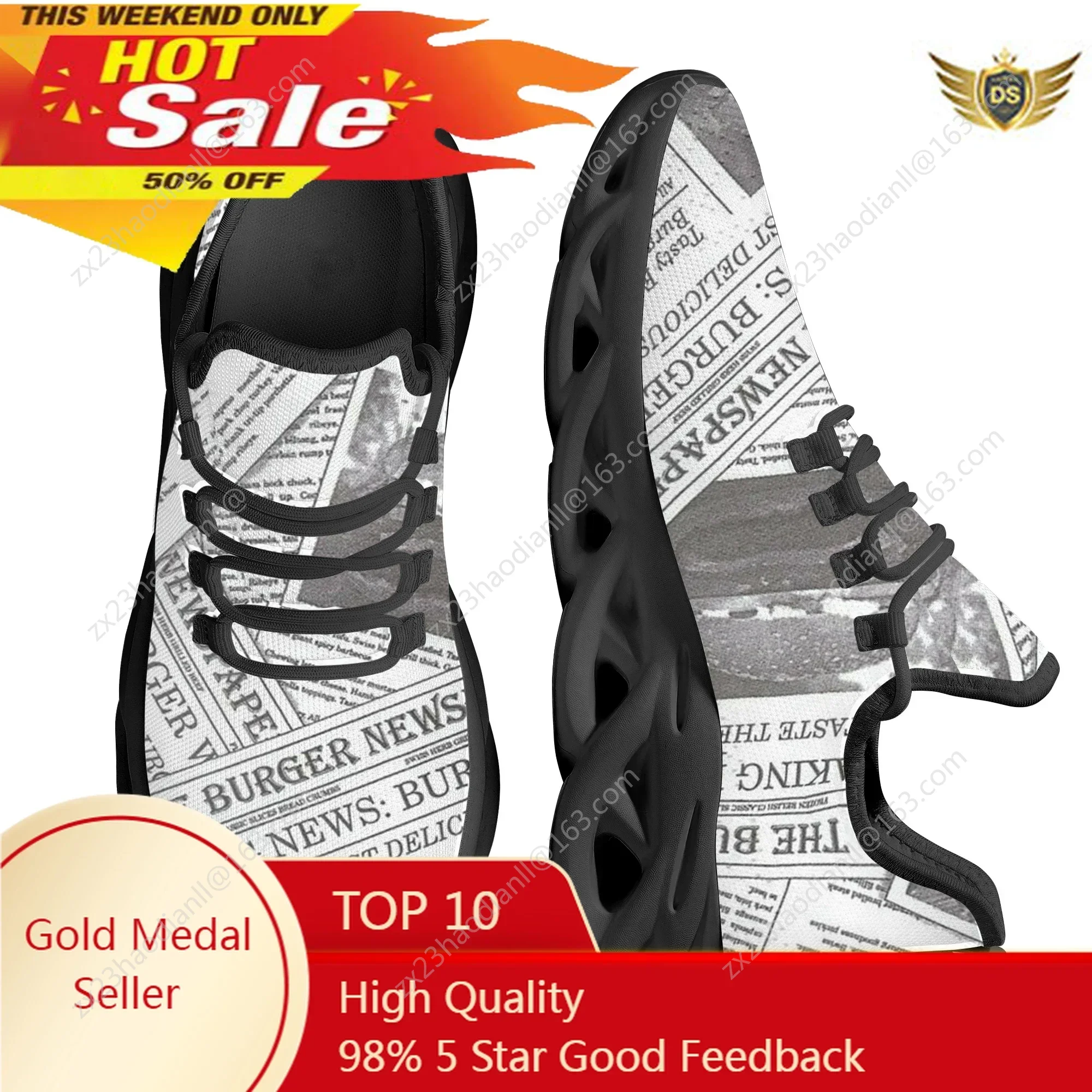 Simple Newspaper Print Platform Blade Shoes Tennis Brand Sneakers WoMen Casual Running Shoes Footwear Zapatos