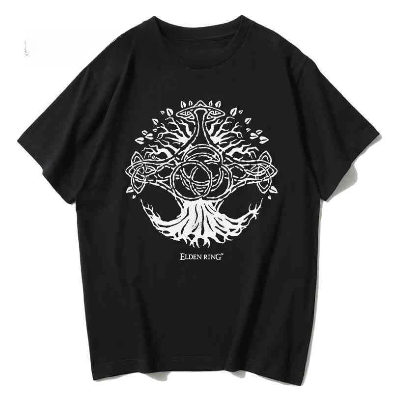Bandai Elden French Ring stampato lettera girocollo comoda maglietta speciale a maniche corte da uomo e da donna in tinta unita