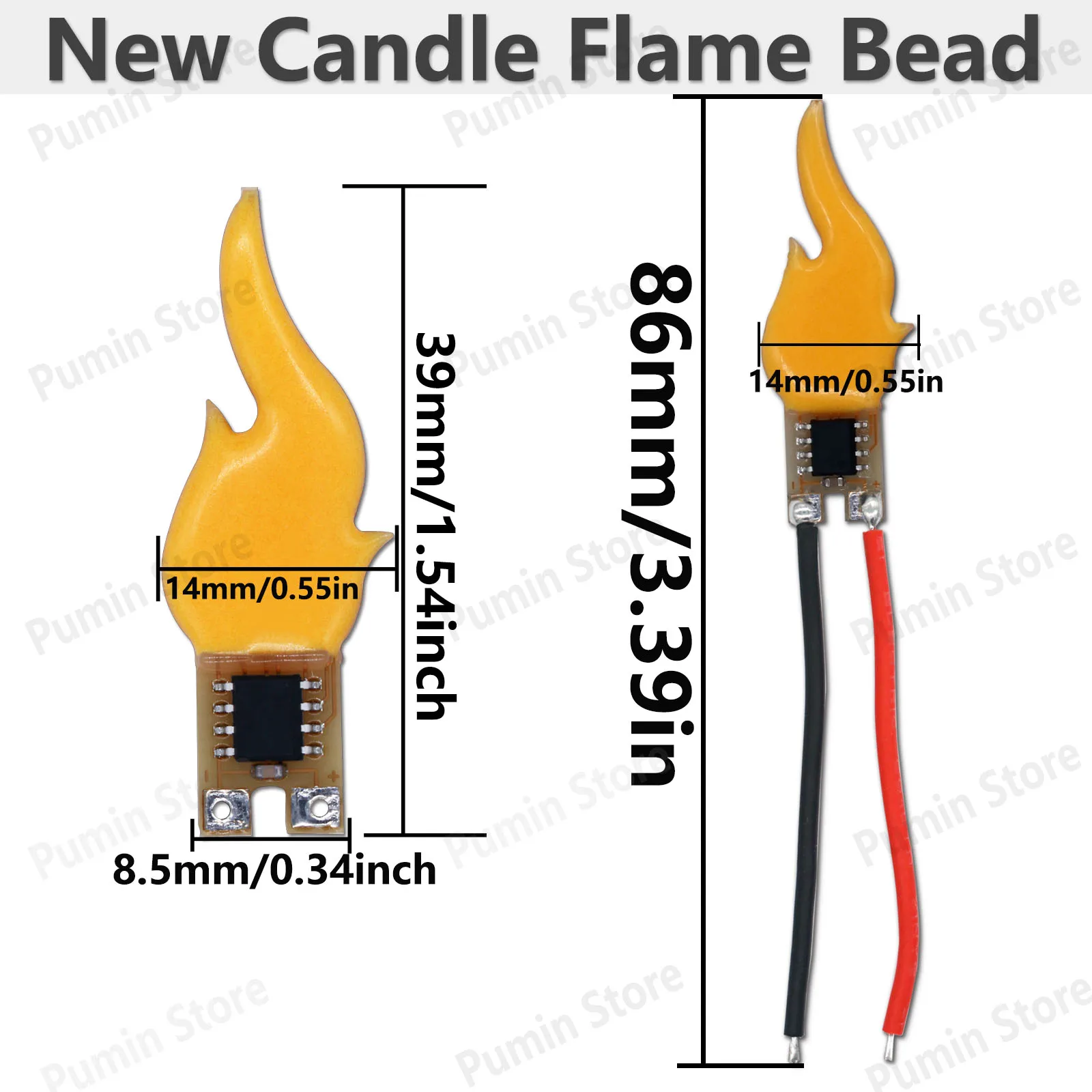 Bougie intelligente IC Flame LED, perle de lampe, sans bride, perles soudées, utilisée pour les fêtes d\'anniversaire et les festivals religieux, DC3V
