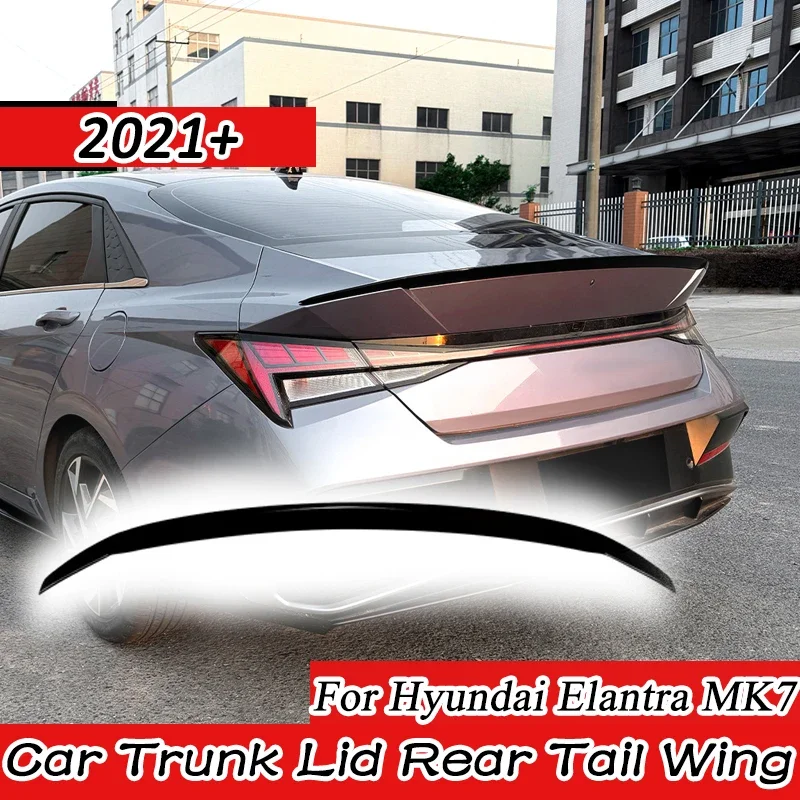 For Hyundai Elantra MK7 2021+ For N Line Style Car Trunk Lid Rear Tail Wing Spoiler Tail Fin Fixed Decoration Tuning Accessories