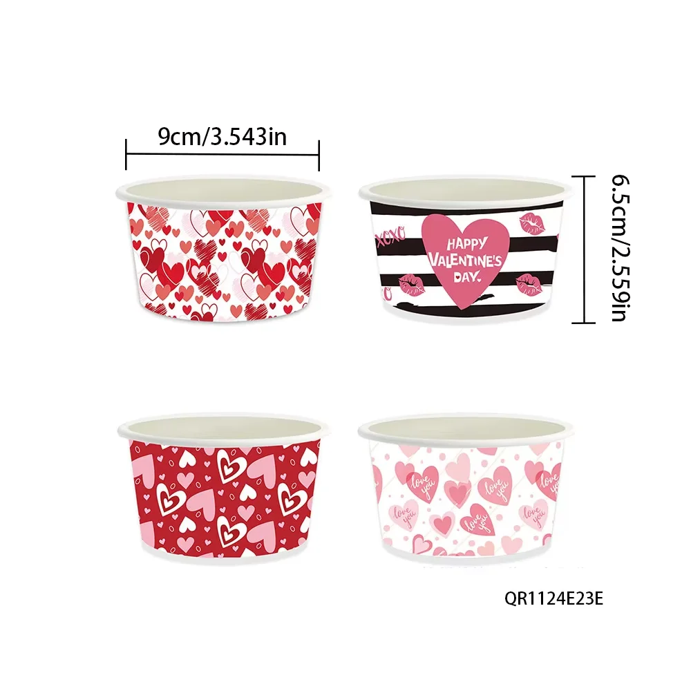 

PESENAR Этот набор бумажных мисок для мороженого на День святого Валентина с 4-мя узорами любви добавляется к романтической атмосферу.