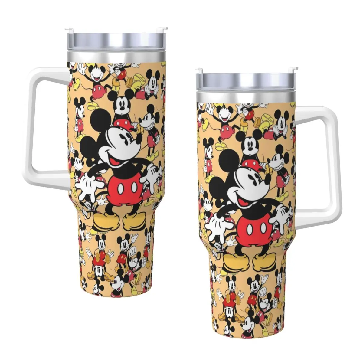 

Stainless Steel Tumbler Mickey Mouse Car Mugs With Straws Travel Cold Drink Water Bottle Keep Heat 40oz Thermal Mug