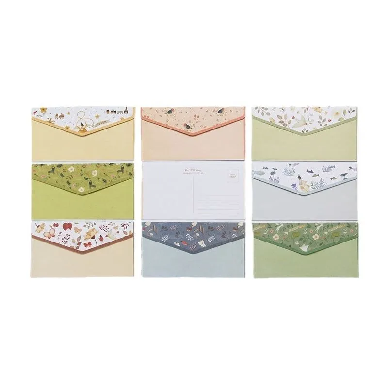 6 أوراق من الرأس الحروف و3 أظرف لأظرف البريد، مظاريف صغيرة زهرية عتيقة وجميلة #5