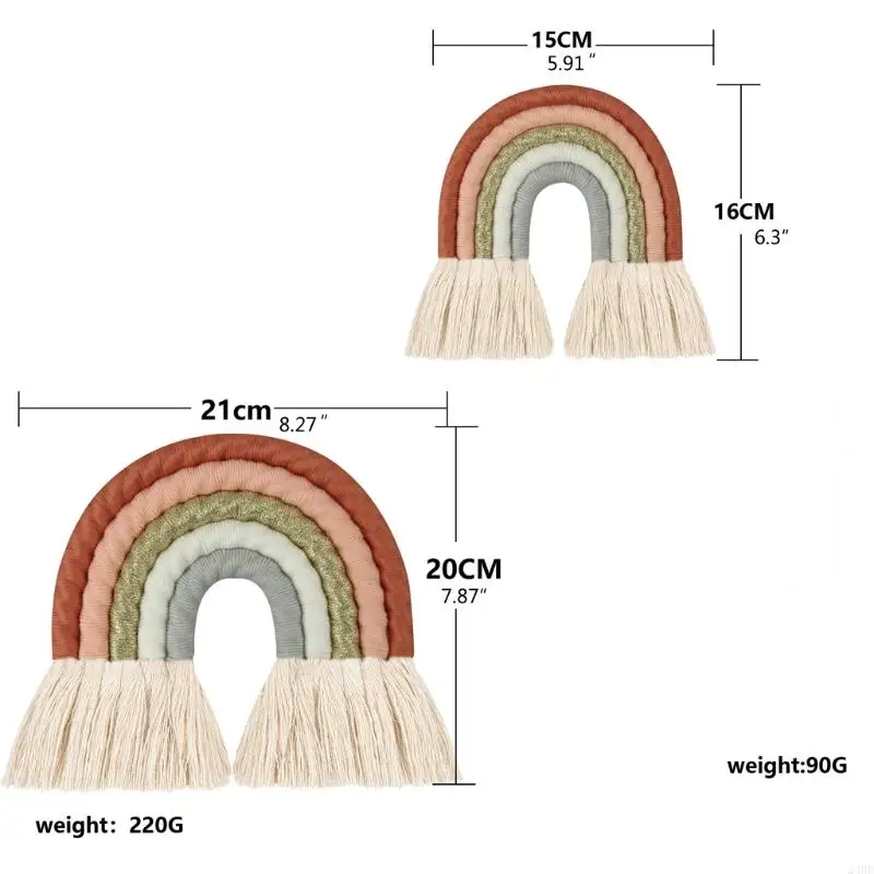 24BE レインボー マクラメ 壁掛け 子供部屋や家の装飾に 楽しいプレゼント
