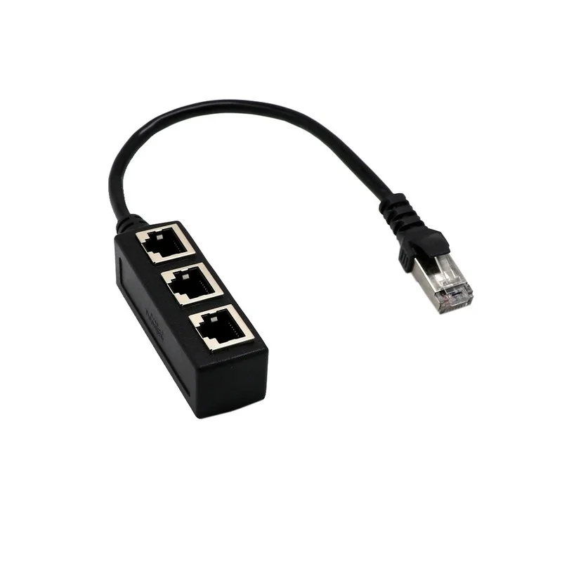 LAN Ethernet Network Splitter, conector RJ45, cabo adaptador extensor para rede, 1 macho para 2 fêmeas, 3 em 1