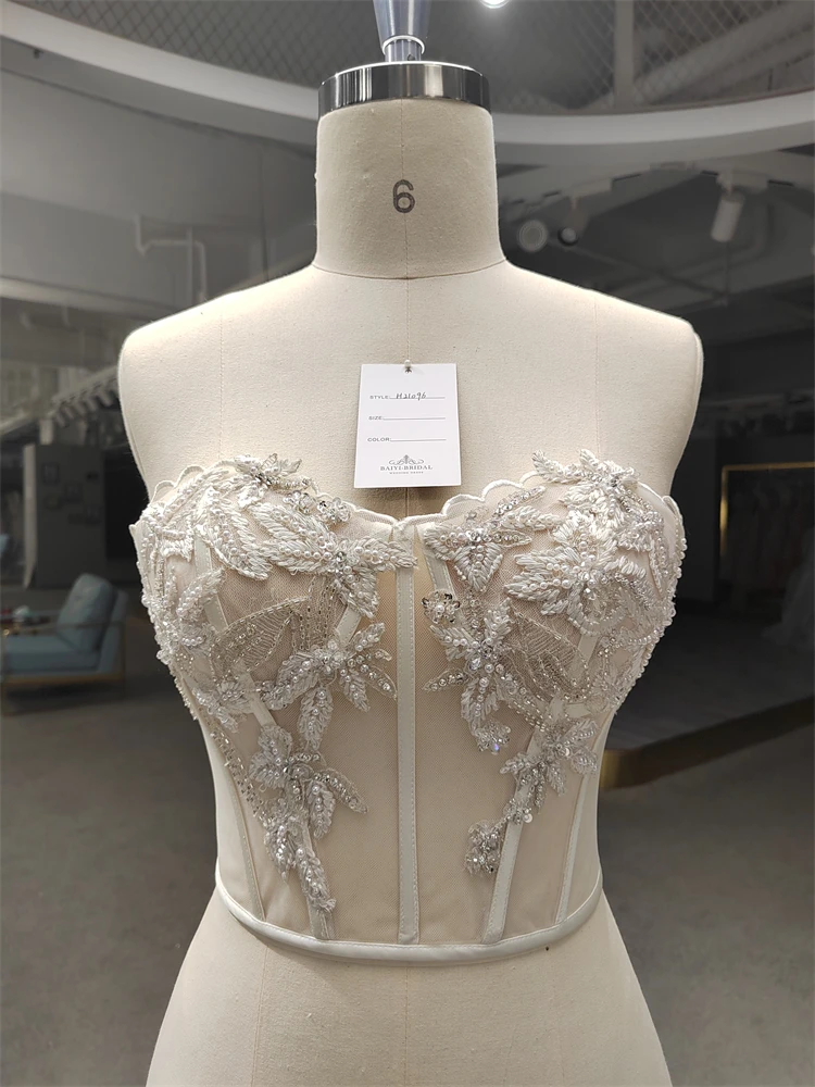 Corset bustier en dentelle perlée pour femme, haute qualité, patients