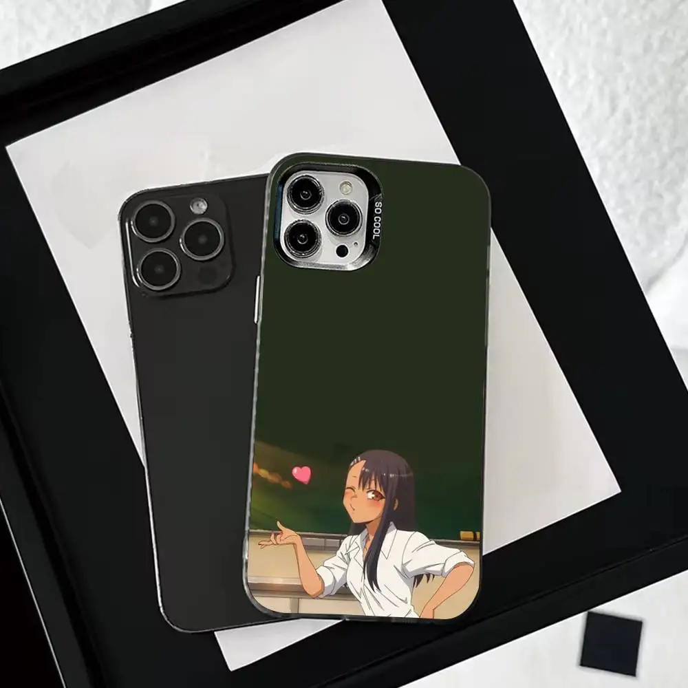 حافظة هاتف C-Cute Nagatoro-o SAN لهاتف iPhone 16,15,14,13,12,11,Mini,Pro,SE,MAX غطاء أبيض غير لامع مقاوم للصدمات