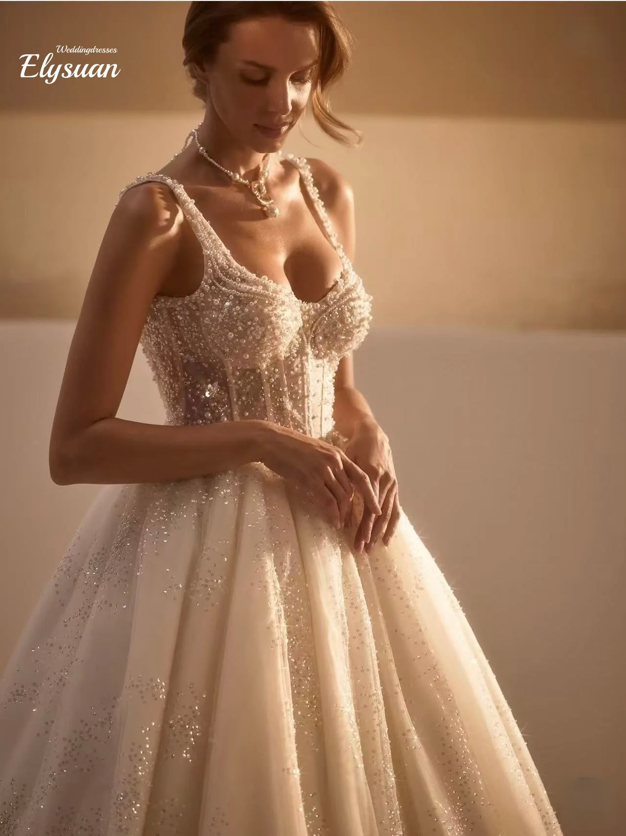 Angepasst Ballkleid Brautkleider Für Braut Spitze Hochzeiten Luxus Elegantes Perle Kleid Korsett Mariage Vestidos De Novia