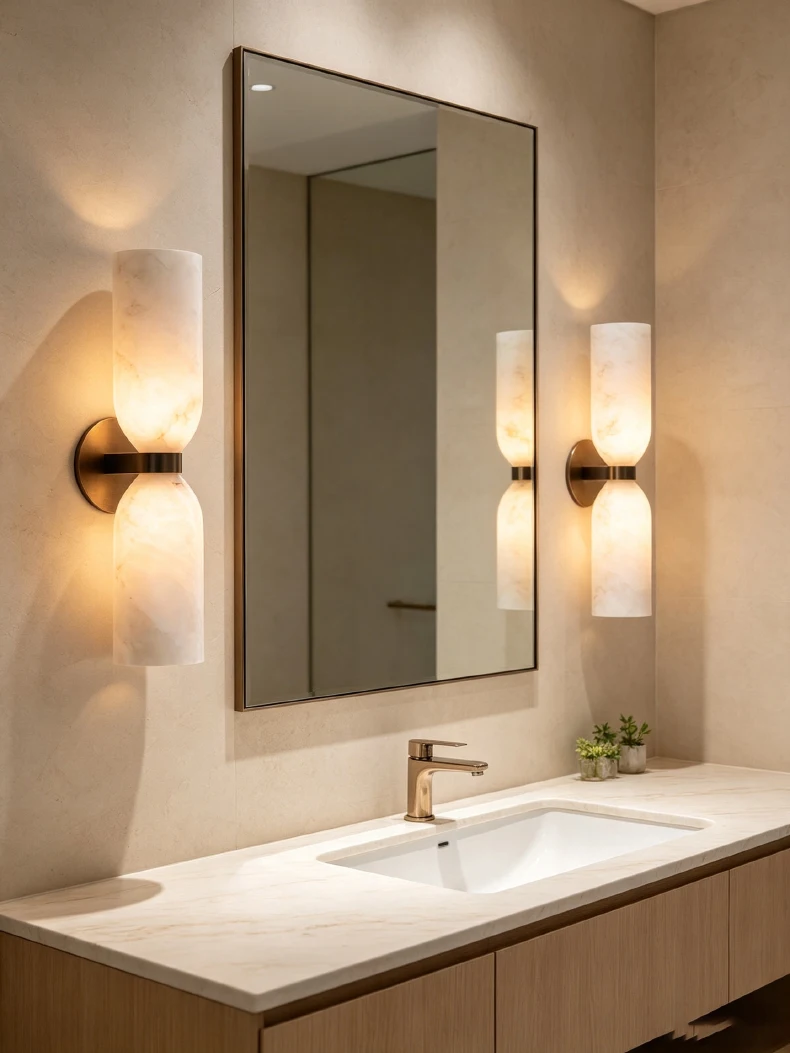 Real Marble Wall Light Gold Black Copper E14 Bulb For Indoor