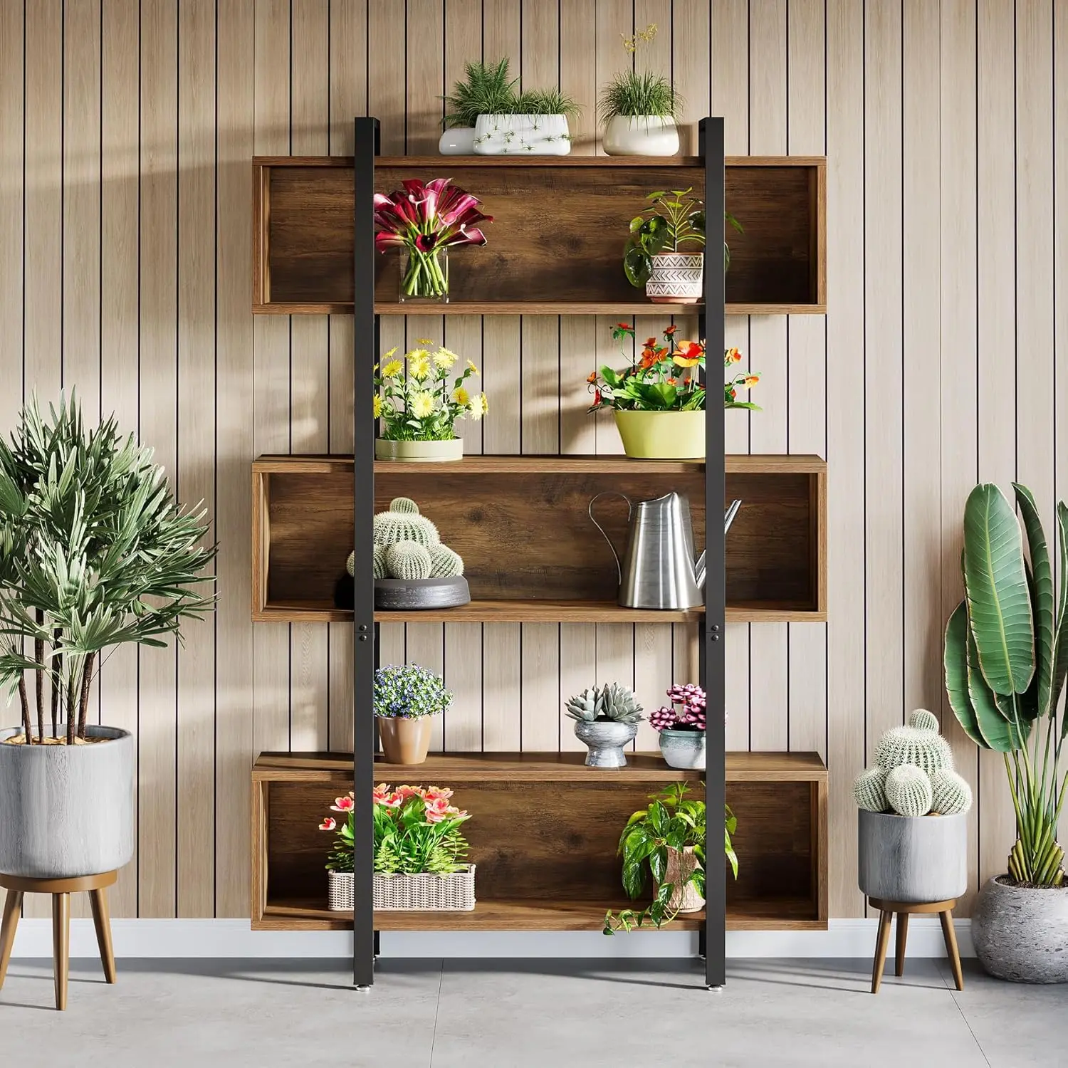 Tribesigns 6-Tier Indoor Plant Stand, 70.9-Inch Large Flower Shelf, Wood and Metal Plant Shelf, Multi-Purpose Bonsai Pots Displa