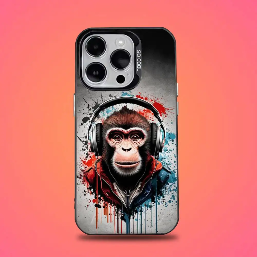 Monkey Music Meme Phone Case For iPhone 16,15,14,13,12,11,Mini,Pro,E,SE4,XS,MAX Black Candy Matte Cover