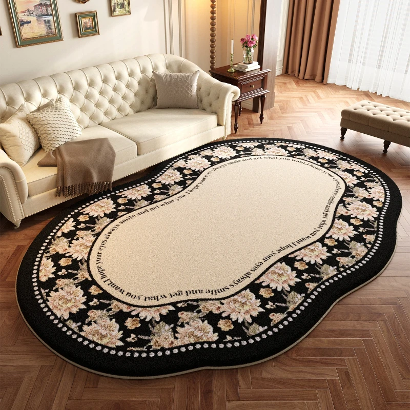 

French Style Rugs for Bedroom Flower Pattern Living Room Decoration Irregular Carpet Washable Cloakroom Floor Mat Home Soft Rug
