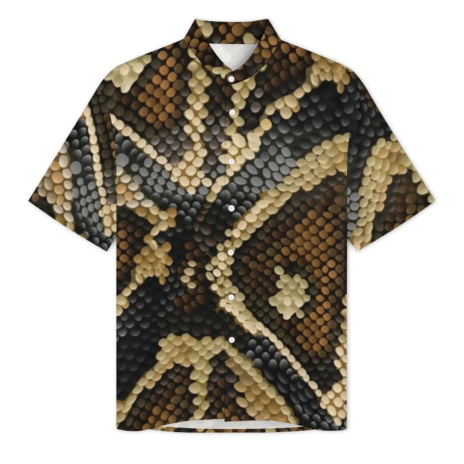 Brown Beige Snakeskin Design Hawaii Shirt Male Vacation Black Ball Phyton Scarf Casual Shirts Harajuku Elegant Plus Size Blouses