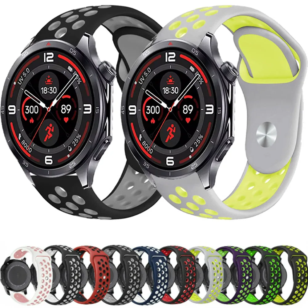 Bracelet en Silicone bicolore, 22mm, 20mm, 18mm, pour Oneplus Watch 3, 46mm, 43mm, pour Oneplus Watch Lite/2/2R/OPPO Watch S/X2 mini