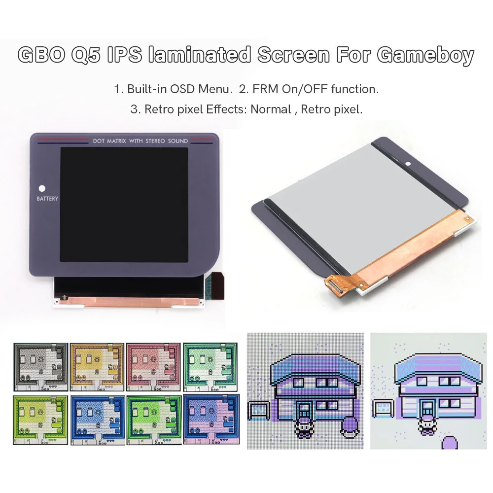 For Game Boy DMG Classic Hispeedido IPS 3.1 Inches Laminated IPS Backlight OSD Menu FRM Function Replacement Screen/Screen Kit