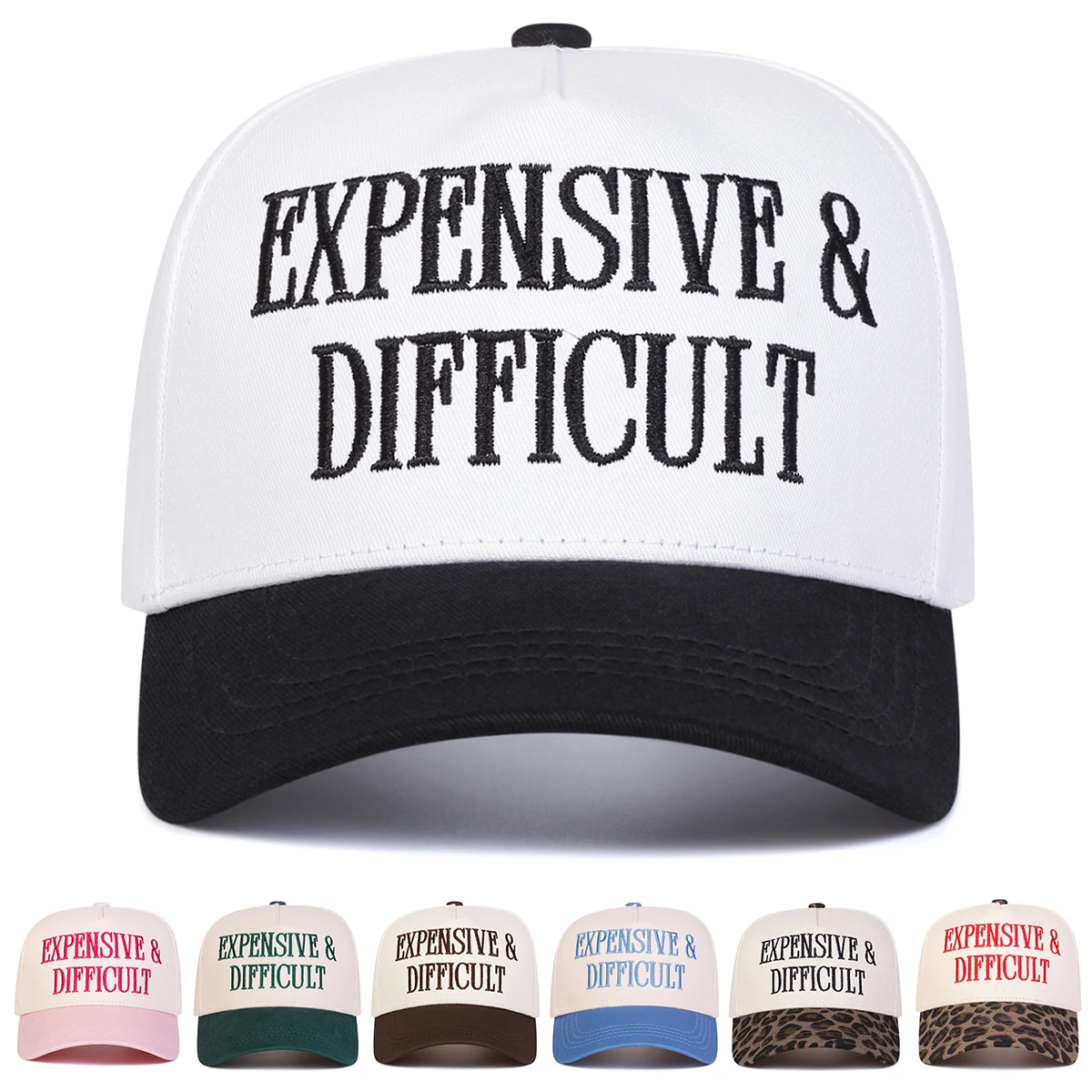 Unisex EXPENSIVE DIFFICULT Baseballkappen mit Buchstabenstickerei, Frühling und Herbst, für den Außenbereich, verstellbare Freizeithüte, Sonnenschutzhut, Sportkappe