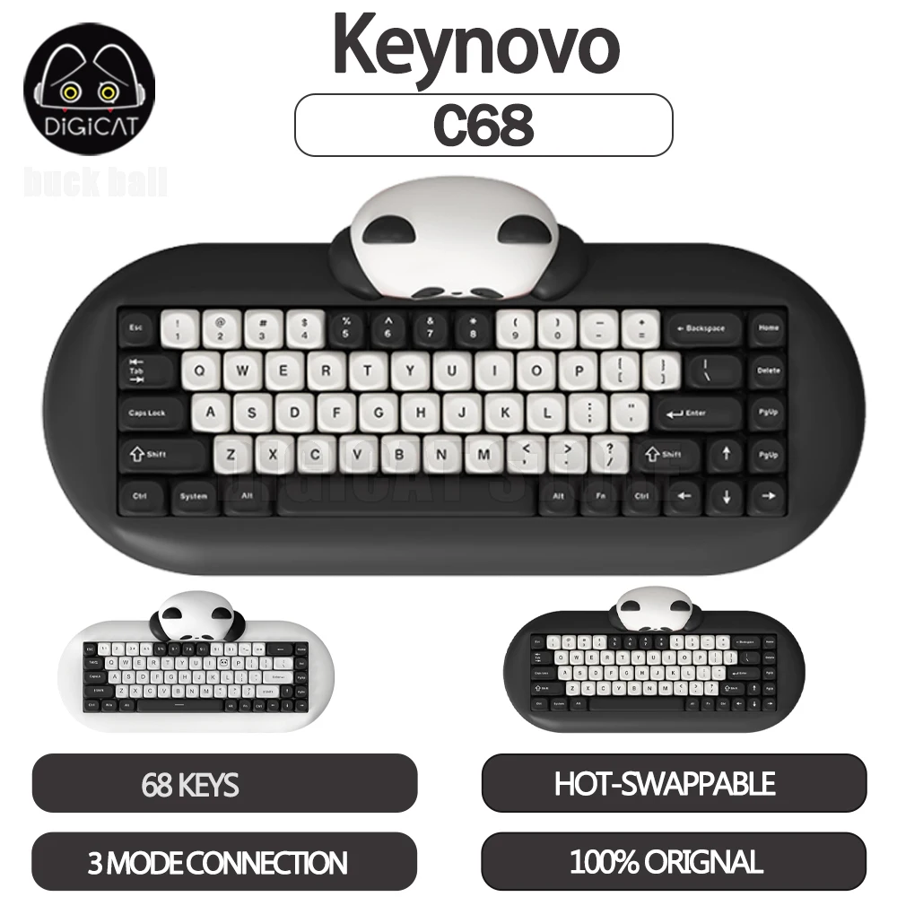 

Keynovo C68 Mechanical Keyboard 3Mode USB/2.4G/Bluetooth Wireless Keyboard 68keys Rgb Backlight Hot Swap Gaming Keyboards Gifts